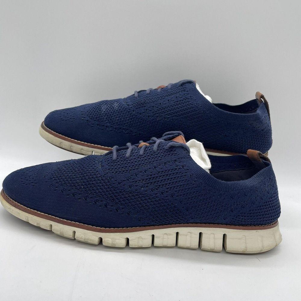Cole Haan Mens 10 Shoes Navy Blue ZeroGrand Stitchlite Wingtip Oxfords C24947